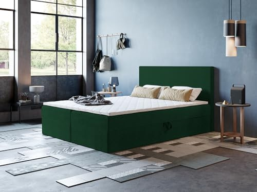 ARES Boxspringbett Ares mit Kopfteil und Bettkasten, 9-Zonen Taschenfederkern, hohe Liegehöhe, modern & elegant, Verschiedene Größen & Farben (120x180)