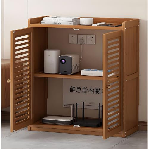 Router Shelf, Large WiFi Router Storage Box, Router Cabinet, Hide The Power Adapters & Internet Cables, Devices etc. (Brown)