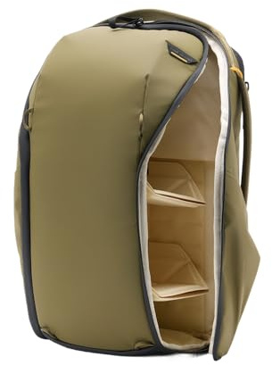 Peak Design Everyday Backpack Zip 20L, Kelp, 270-Degree Zip, Dual Side Pockets, FlexFold Dividers, Fits 15 Laptop, For Camera Carry, Daily Commutes or Travel, Versatile Backpack for Men and Women
