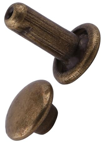 100 Stück Doppelkappennieten für Lederhandwerk, Eisen Spikes in Bronze
