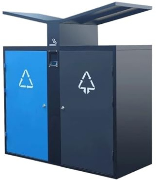 Zhaoj24-05 Cubos de basura para exteriores Papelera metálica de gran capacidad con doble contenedor for exteriores y espacios públicos