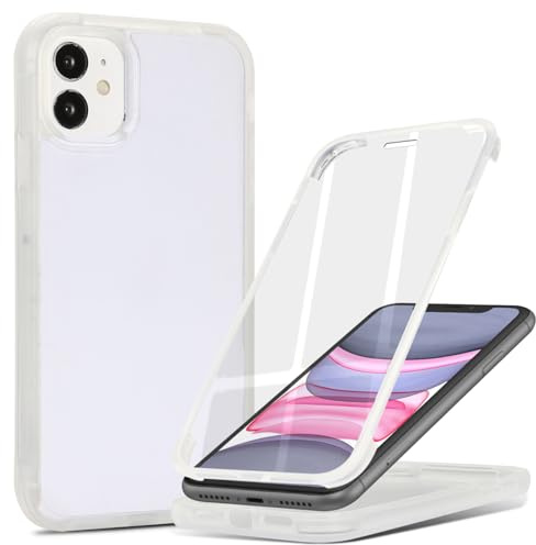 Zouzt Matte for iPhone 11 Case 6.1 Screen Protector, White | 360 Full Body, Translucent Matte, Military Grade Drop Proof, Rugged Shockproof Protective, Anti-Fingerprint Phone Case