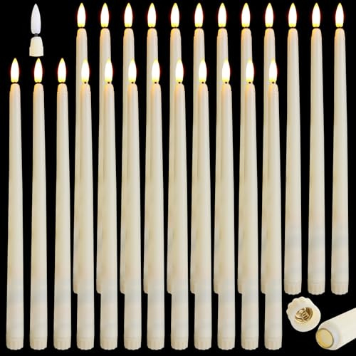 Baquler Flammenlose Spitzkerzen, batteriebetrieben, 12,4 cm, elfenbeinfarben, flackernde LED-Kerzen, für Hochzeit, Advent, Halloween, Weihnachten, Party, Dekoration, 24 Stück