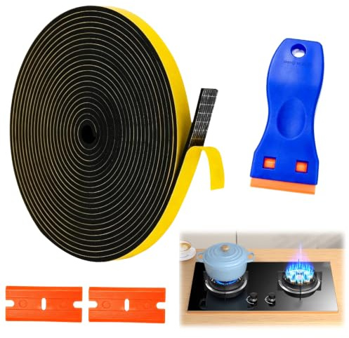 NYOVR Dichtungsband Selbstklebend 6mm*3mm*5m, Selbstklebend Dichtband mit Plastik-Schaber und Austauschblätter für Türen Fensterdichtung Kochfeld Spüle Wasserdicht Schalldämmung Familie