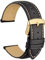 WOCCI 20mm Vintage Bracelet Montre en Cuir pour Homme Femme, Sangle de Rechange avec Boucle Dorée (Noir avec Fil Contrastant)