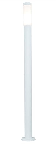 Licht-Erlebnisse Wegeleuchte Metall Weiß IP44 Terrasse Garten 110 cm hoch E27 blendarm rund Moderne Stehlampe Outdoor BRIGHTON