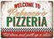 Customised Pizzeria - Personalised Pizza Sign - Small Sticky Pads | Printed Metal Wall Sign Plaque