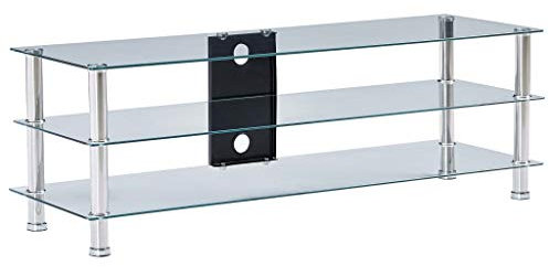 vidaXL Mobile Porta TV con 3 Ripiani Stand Supporto HiFi Mobiletto Multimediale Trasparente 120x40x40 cm in Vetro Temperato e Acciaio