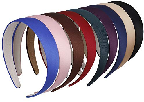 Bricolage Serre-tête Satin Couvert Enfant Fille Bandeau Cheveux Accessoire 9 Pièces 3 CM Large Bandeau Ruban Antidérapants, Coloré