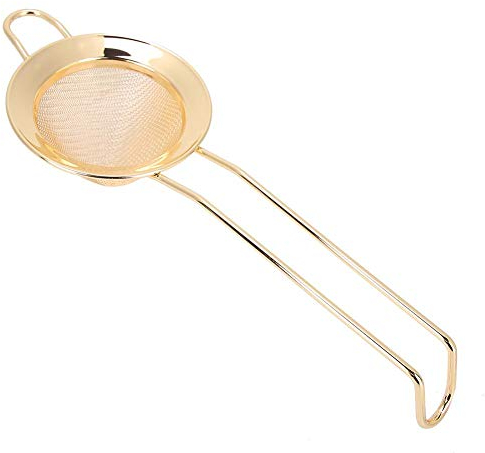 Fine Mesh Sieve Strainer, Stainless Steel Cone Shape Cake Powder Cocktail Mesh Filter Bar Kitchen Tool Food Strainers (Gold)