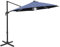 Outsunny 3 m Cantilever Roma Parasol Garden Sun Umbrella Outdoor Patio with 360 Degree Rotation Crank and Tilt Aluminium Frame LED Solar Light Cross Base, Blue