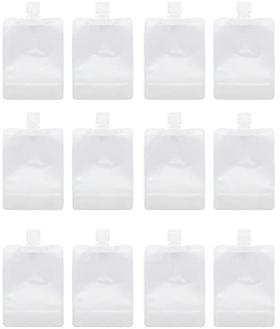 Enkomy 12 Stück Portable Travel Fluid Makeup Packing Bag,Transparenter Clamshell-Verpackungsbeutel aus Kunststoff, Nachfüllbarer Leerer Quetschbeutel
