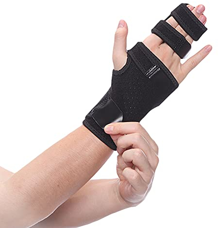FITTOO Fingerschiene, 2~3 Fingerstütze Fingerorthese mit Bandage, Aluminiumschiene für Mittel-, Zeige-, Ringfinger für Schmerzlinderung Arthritis, Sehnenscheidenentzündung, Triggerfinger, Rechte Hand