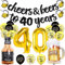 40th Birthday Decoration, Happy 40th Balloons with Cheer Banner, 40Inch Number 40 Foil Balloons, 40th Sign Black Gold Balloons Champagne Cups Foil Balloons, Birthday Decor for Men Him