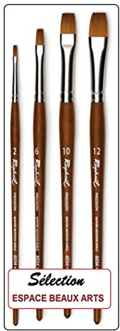 Raphael ESPACE BEAUX ARTS Pinceau PLAT Série 8534 MARTRE IMTATION Sable. set 4 pcs NO. 2. 6. 10. 12