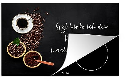MuchoWow Herdabdeckplatte Ceranfeld Spritzschutz Küche Induktionsherd Abdeckung Induktionskochfeld Ceranfeldabdeckung Kaffee Kaffeebohnen 80x52
