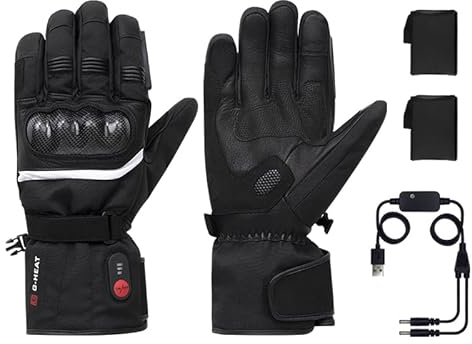 G-Heat - Beheizbare Motorradhandschuhe Rider - Wasserdicht. CE-Norm - 1KP-Zertifizierung - Verwendung: Motorrad, Roller, Scooter, Mountainbike. Lieferung mit 1 Paar Batterien und Ladekabel.