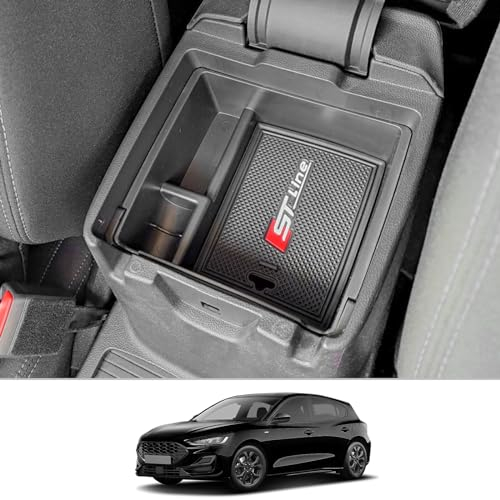CDEFG Kompatibel mit Ford Focus MK4 / Kuag 3 ST Line 2018-2023 2024 2025 Mittelkonsole Organizer Aufbewahrungsbox Focus MK4 Aufbewahrung Auto Center Console Tray Focus MK4 ST 2024 Zubehör (Mit logo)