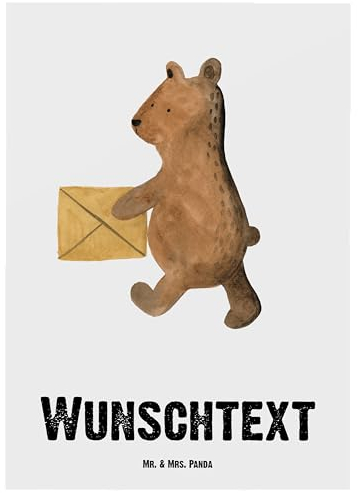 Mr. & Mrs. Panda Personalisierte Postkarte Bär Zuhause - Personalisierte Geschenke, Grußkarte mit Wunschtext, Postkarte bedrucken, Teddybär,