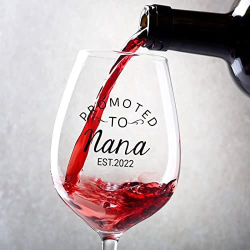 Rimego Rotweingläser, 2er-Set, Promoted to Nana, Weingläser, 325 ml, Trinkgeschirr für Valentinstag, Hochzeit, Geburtstag, Party