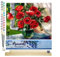 Figured'Art Peinture par Numéro Adulte Bouquet de Fleurs Rouge - Activité Manuelle Kit de Loisir Créatif DIY Numéro d'Art Complet - 40x50cm avec châssis en bois à monter