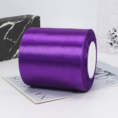 ZYOOO 10cm * 22m Satinband Lila Breit - Schleifenband Geschenkband Dunkelgrün zum Hochzeit Geschenk Dekoration