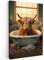 MuchoWow© Leinwandbild Groß 80x120 cm XXL Dekoration Wohnzimmer Bilder Aufhängen Wall Decoration Living Room Wohnungs Deko Moderne Schottische Hochlandrind - Kuh - Highland Cow - Bad - Badezimmer
