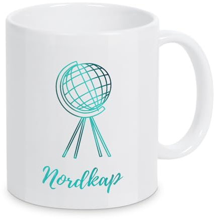 artboxONE Tasse Nordkap Polarlichter Globus von JulimaltdieWelt - Kaffeetasse Natur