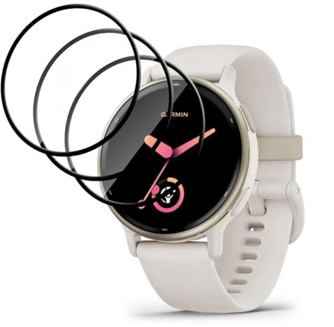 GMUJIAO [3 Pièces Compatible avec Garmin Vivoactive 5 pour Protection D'écran,3D Bord Incurvé Anti-Scratch Bubble Free HD Film de Protection Flexible Ultra Incassable [Anti-Scratch]-Noir