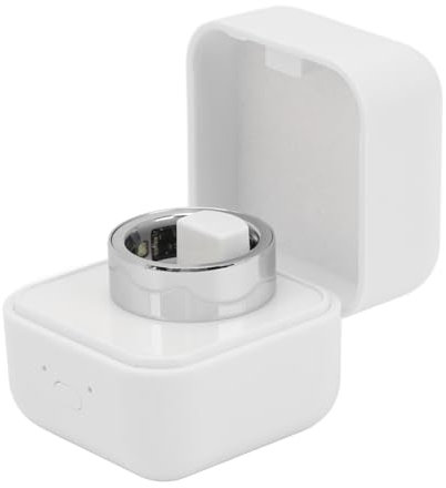 Smart Ring Gesundheits-Tracker, Fitness-Ring-Tracker für Männer und Frauen, Herzfrequenz, Körpertemperatur, Schlafüberwachung, Schrittaufzeichnungsring mit Ladeetui, Silber (Nein