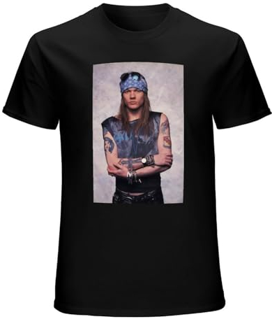 Unisex Axl Rose Tshirt Poster Birthday Present Short Sleeve Mens T Shirt Black Size XXL
