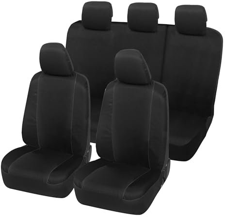Auto Accessori Lupex Autositzbezüge kompatibel mit Duster, Polyester-Baumwolle, vorne und hinten (Schwarz – Schwarz)