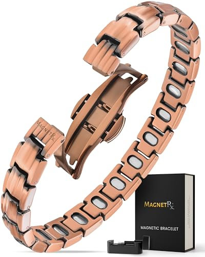 MagnetRX® Reines Kupfer Magnet Armband Damen – EllipseMAX 5X Stärke 5.000 Gauss Magnetische Kupferarmbänder – Verstellbares Kupfer Armband Frauen mit Größenwerkzeug – Kupferarmband Damen