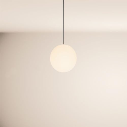 s.luce Orb Glaskugel Abhängung Schwarz Hängeleuchte Hängelampe Pendellampe Pendelleuchte Glaslampe Orb/Farbverlauf, Farbe:Weiß, Größe:Ø 20cm