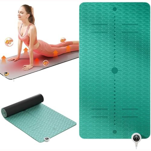 Elektrisch beheizte Yogamatte, 8 mm dick, TPE, rutschfeste Trainingsmatte mit einstellbarer Temperatur von 10–40 °C, ideal für Yoga, Pilates und Gymnastik, geeignet für alle Benutzer