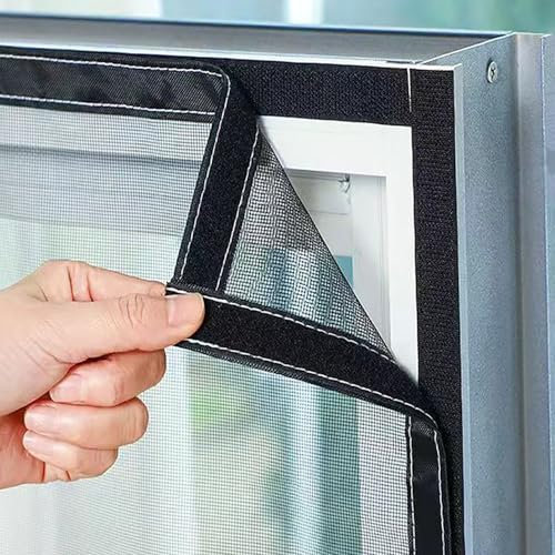 90x115cm Mosquiteras para Ventanas,Cortina de Mosquitero para Ventana,Mosquitero para Ventana con Cinta Adhesiva, Chincheta y Cinta Mágica,Mallas para Ventanas de Casa,Dormitorio
