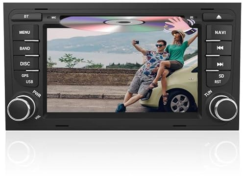 AWESAFE Radio Coche 7 Pulgadas con Pantalla Táctil 2 DIN para Audi A4/S4/RS4, Autoradio con Bluetooth/GPS/FM/RDS/CD DVD/USB/SD/RCA, Apoyo Mandos Volante, Mirrorlink y Aparcamiento