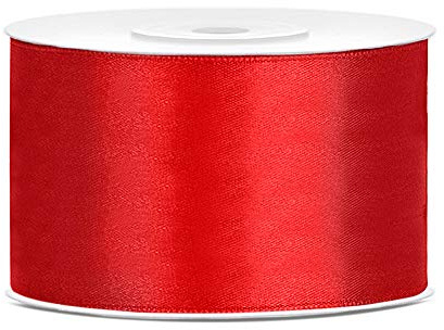 DaLoKu Satinband 6/12/25/38/50/100mm x 25m Geschenkband Schleifenband, Größe: 38mm x 25m, Farbe: Rot