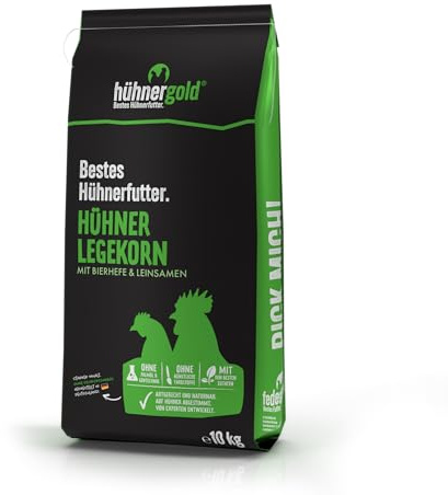 hühnergold Legekorn 10kg Alleinfutter für Hühner | Geflügelfutter für Legehennen – unterstützt Eierschalen, Leistung & Vitalität mit naturnaher Rezeptur ohne Gentechnik