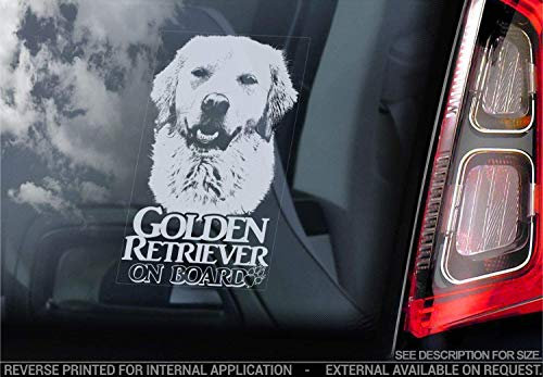 Golden Retriever - Auto Sticker - Hund Zeichen Fenster, Stoßstangen Aufkleber Geschenk - V007