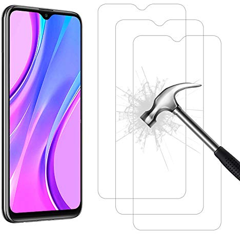 AHABIPERS - Protector de pantalla para Xiaomi Redmi 9/Redmi 9A/ Redmi 9C (cristal templado HD Full Coverage Premium Film, 9H Dureza, sin burbujas, antiarañazos, ultra claro