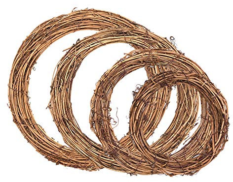 Paquete de 4 coronas de Navidad retro de vid natural, coronas de ratán redondas de Navidad, juegos de manualidades, guirnalda de ratán para colgar en la pared, decoración para vacaciones, bodas,