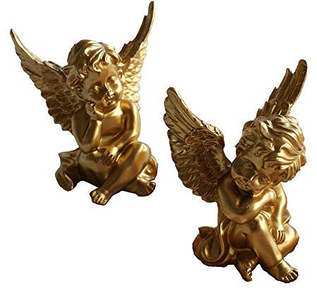 Deko-Figuren aus Kunstharz, 10 cm, Goldfarben, 2 Stück