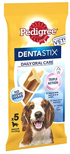 Pedigree Dentastix - Daily Dental Care Chews, Medium Dog Treats from 10-25 kg, 1 Bag (5 Sticks)