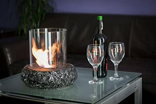 B2C Bio Ethanol Fireplace Large Round Indoor Outdoor Glass Top Burner Safe Table Top Bioethanol