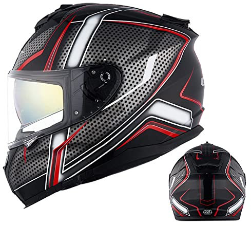Moped Helm Integralhelme Modularer Motorradhelm Motorrad Street Bike Racing Off Road Dual Sport Helm Für Erwachsene Männer Frauen Mit Weihnachtsmütze ECE Zugelassen,Lila,XXL