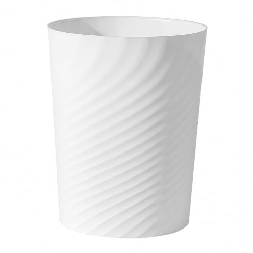 UUJOLY Plastic Small Trash Can Wastebasket, Garbage Container Basket for Bathrooms, Laundry Room, Kitchens, Offices, Kids Rooms, Dorms, (White, 1.8 Gallon)