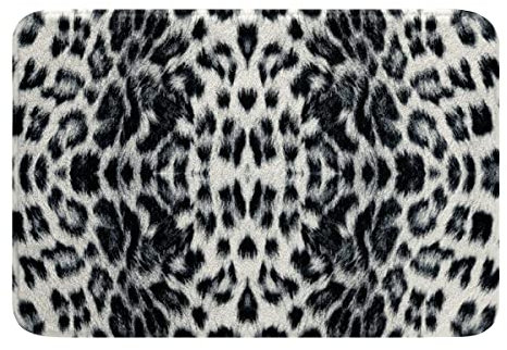 Loussiesd Leopard Drucken Badematte 50x80cm für Jungen Kinder Modern SchwarzWeiß Gepard Drucken Badteppiche Dekor Wild Tier Muster rutschfest Badezimmerteppich Leopard Fell Weich Zottelig Badvorleger