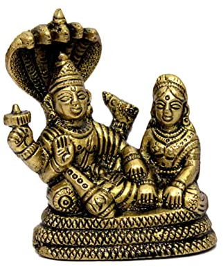 eSplanade Lord Vishnu Laxmi in Ksheer Sagar – Lakshmi Narayan – Murti Idol Statue Skulptur – goldfarben – 7,9 cm