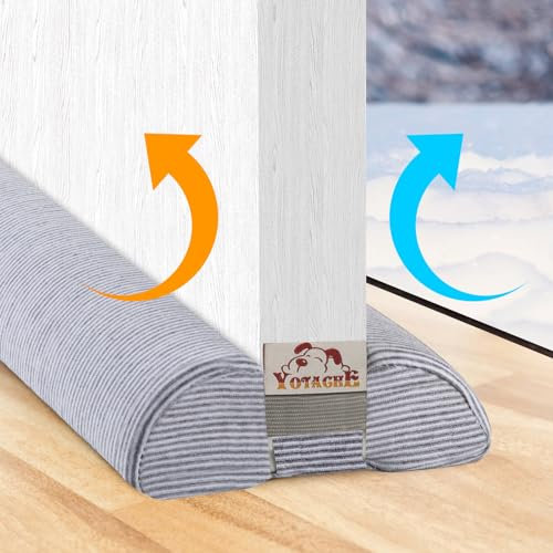 Yotache Draught Excluder for Door 95cm, Right Angle Design-100% Fits Door, Adjustable Length, Washable Stretch Jersey Fabric for Reduce Noise Draught Dust